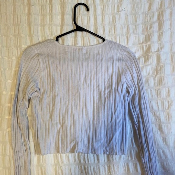 White Ribbed Button Up Longsleeve - Picture 2 of 2